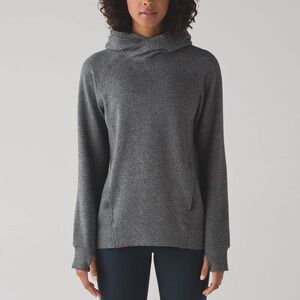 Lululemon Fleece Please Pullover Heathered Speckled Black size 10